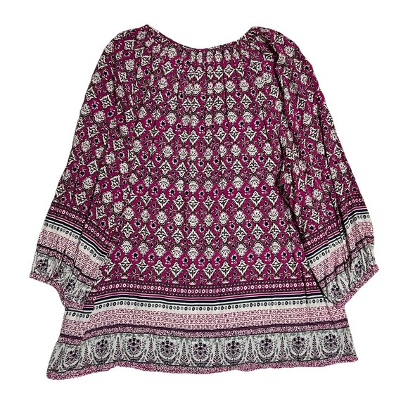 Rose & Rhyme Shirt Womens 1X Peasant Floral Pink - Picture 12 of 16